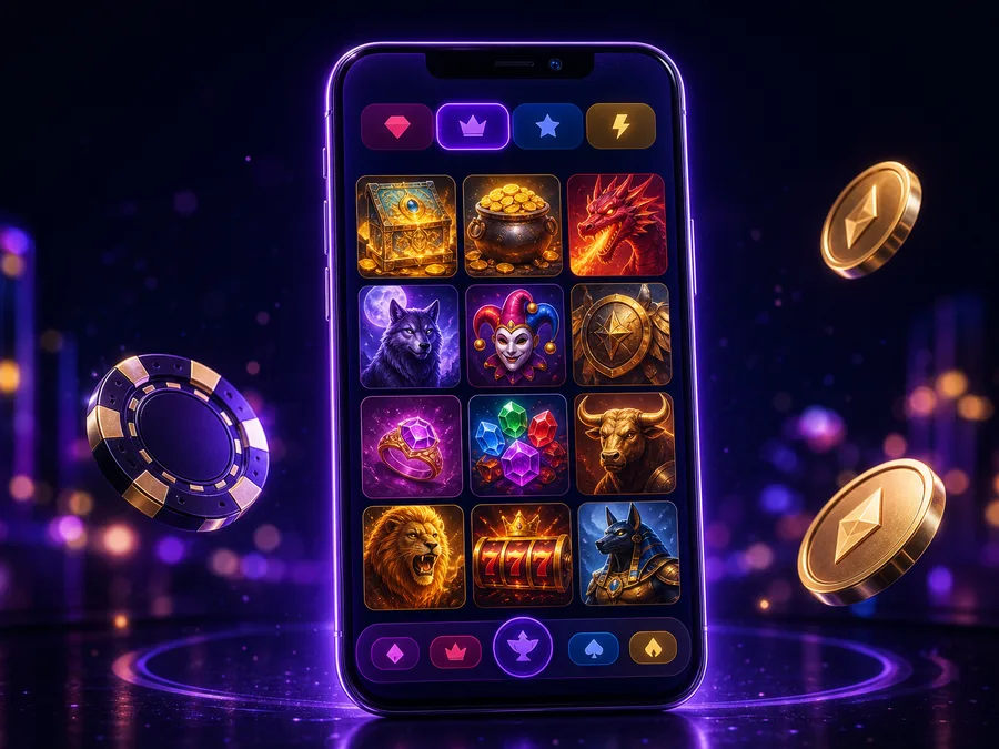 Spellobbyn hos Nvcasino visad på en smartphone i stående läge