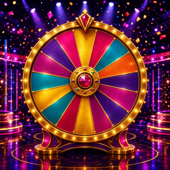 Gameshow med lyckohjul i livestudio